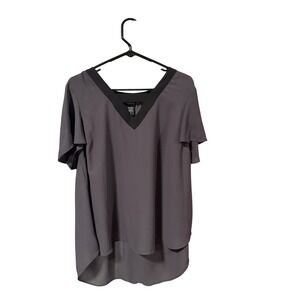 Torrid Versatile Chic V-Neck Flutter Sleeve Georgette Gray Blouse Plus Sz 1